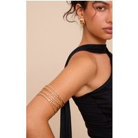 Gold Textured Multi Layered Wrapped Arm Cuff | PrettyLittleThing UK