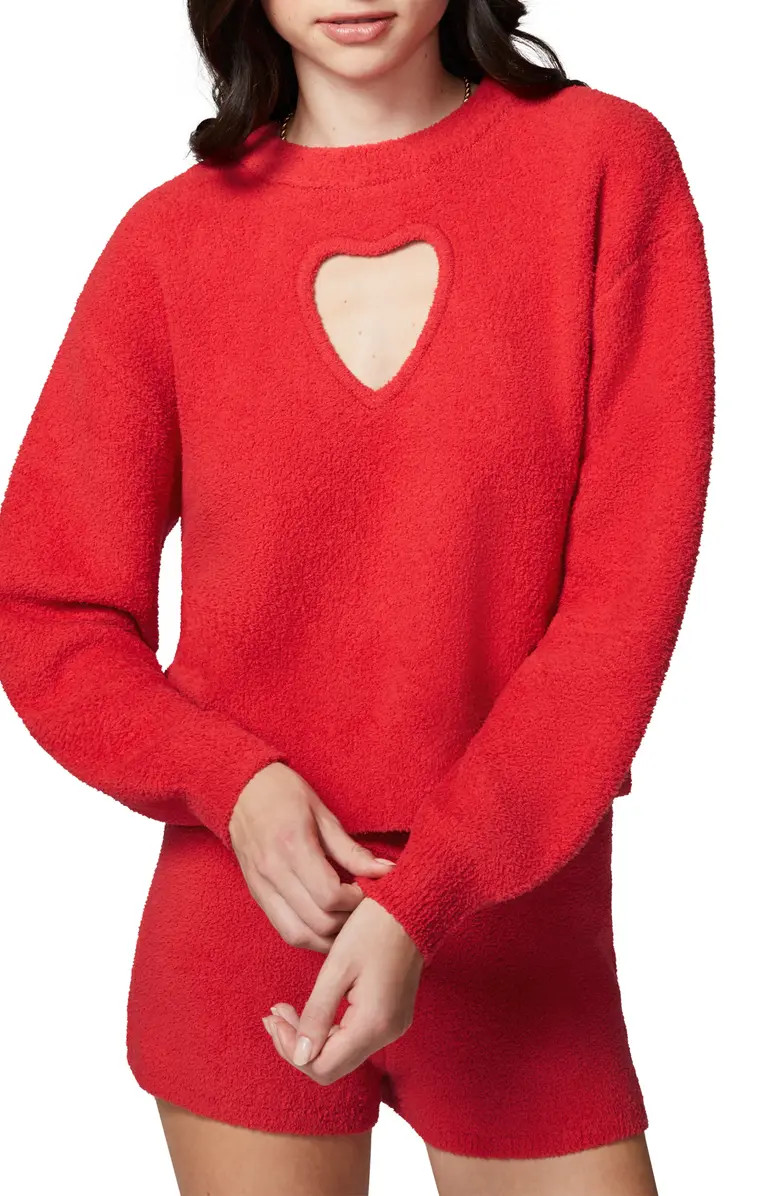 Cloud Heart Cutout Bouclé Sweater | Nordstrom