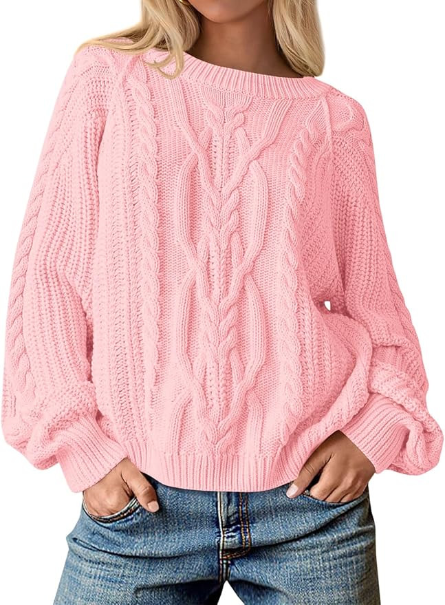 Cicy Bell Womens Oversized Cable Knit Sweaters Crew Neck Long Sleeve Fall Chunky Pullover Casual ... | Amazon (US)