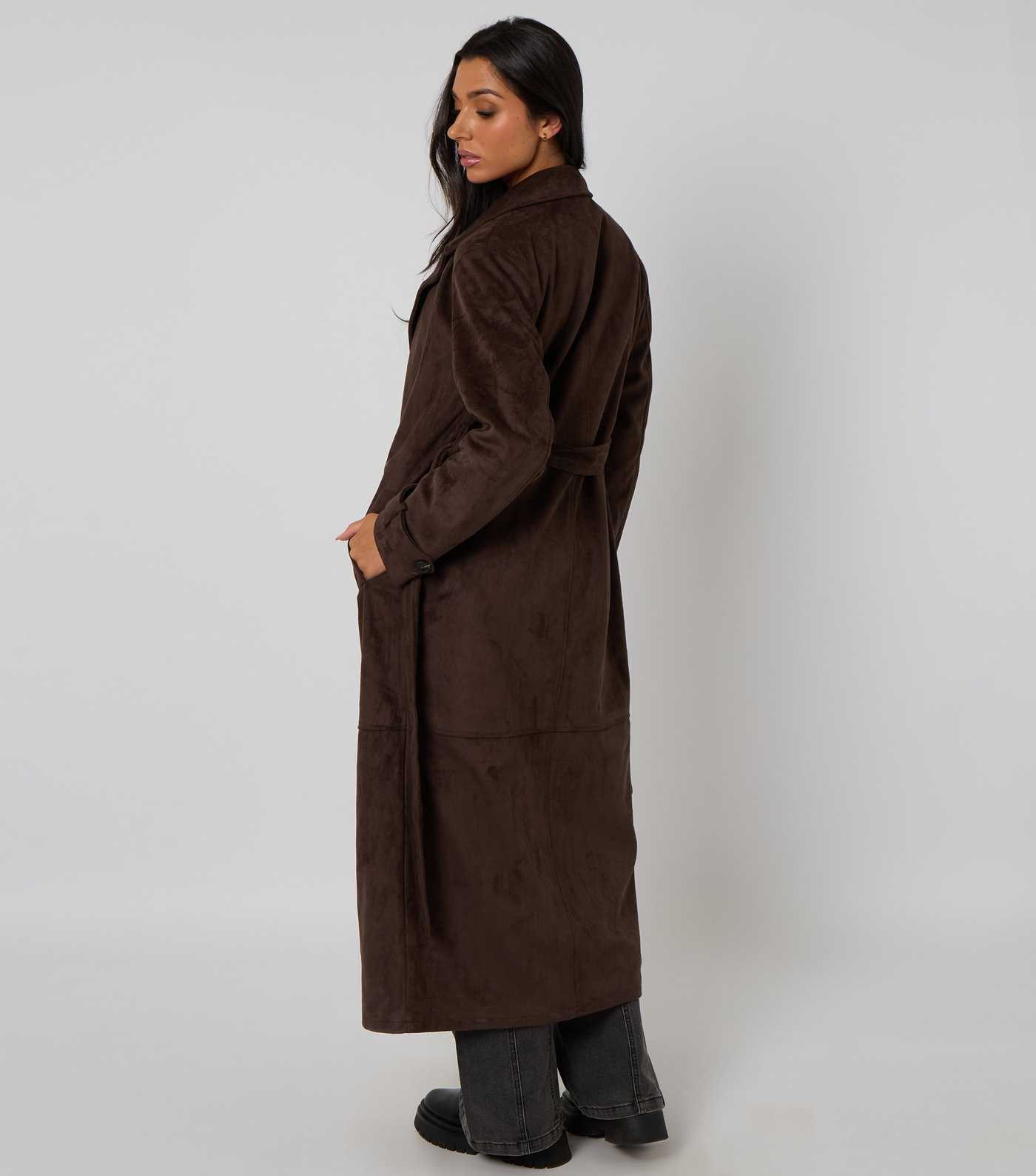Urban Bliss Brown Faux Suede Trench Coat | New Look | New Look (UK)