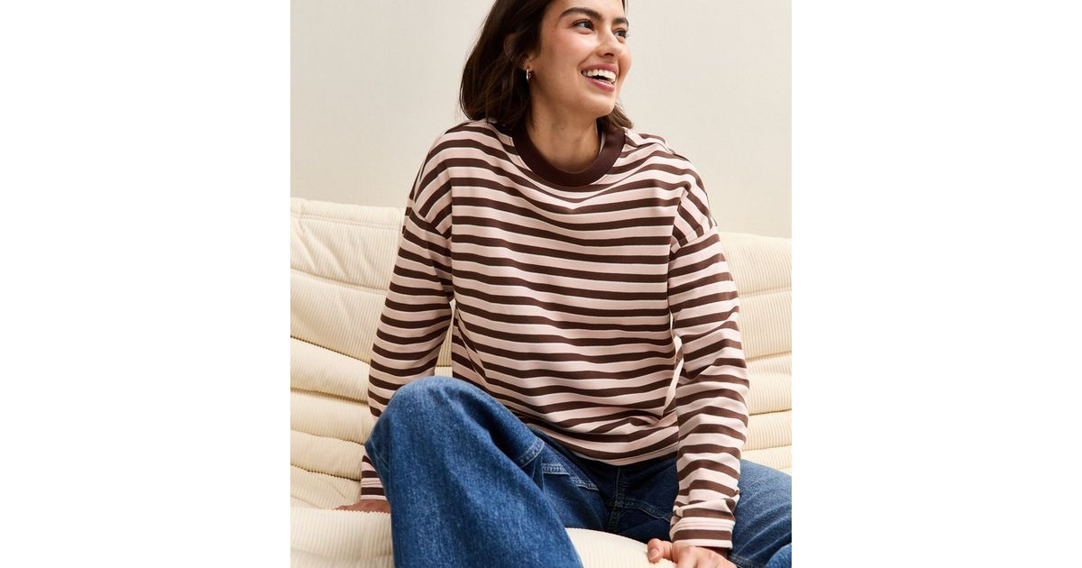 Pink Striped Premium Heavyweight Cotton Long Sleeves Top | New Look | New Look (UK)