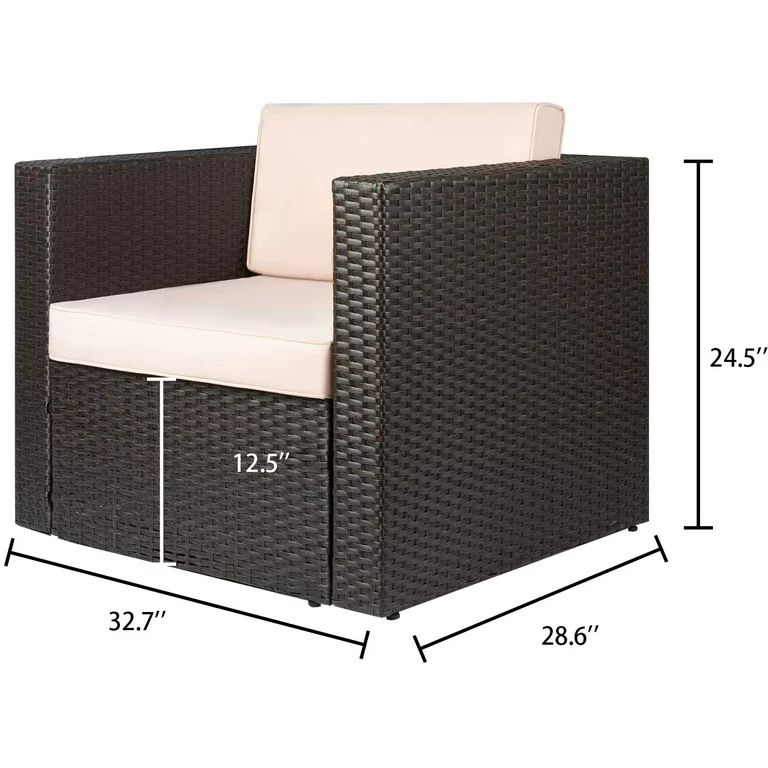 Devoko 1 Pieces Patio Furniture Sets All Weather Outdoor Sectional Sofa Manual Weaving Wicker Rat... | Walmart (US)