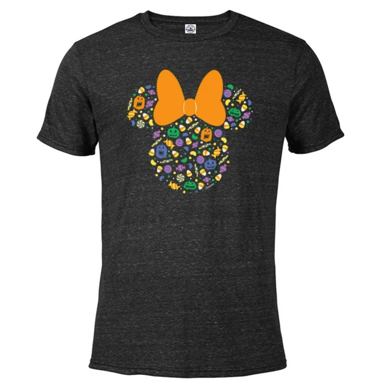 Disney Minnie Mouse Halloween Head Icon Pumpkins and Candy - Short Sleeve Blended T-Shirt for Adu... | Walmart (US)