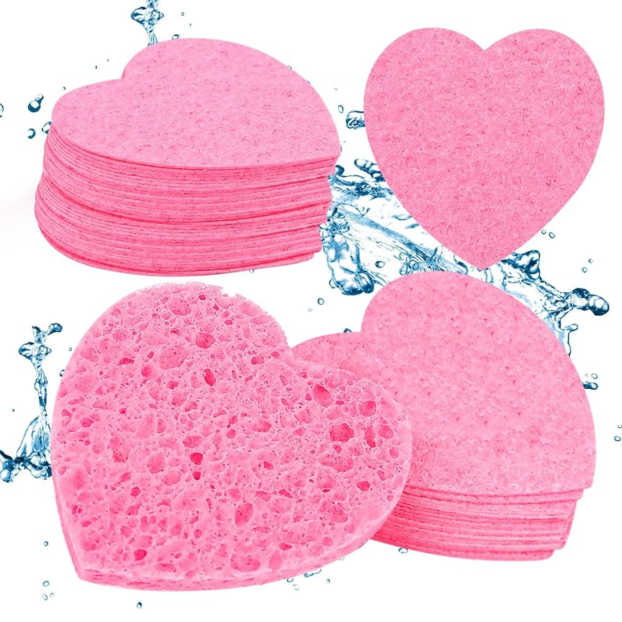 Pack of 20 Compressed Face Sponges, Soft Cellulose Face Sponge, Make-Up Sponge, Cleansing Heart-S... | Amazon (DE)