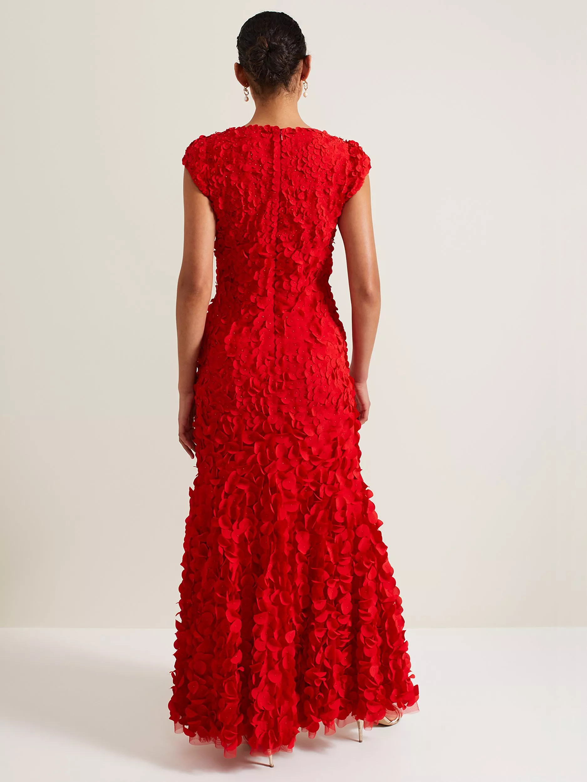 Phase Eight Charlene Ruffle Maxi Dress, Red | John Lewis (UK)