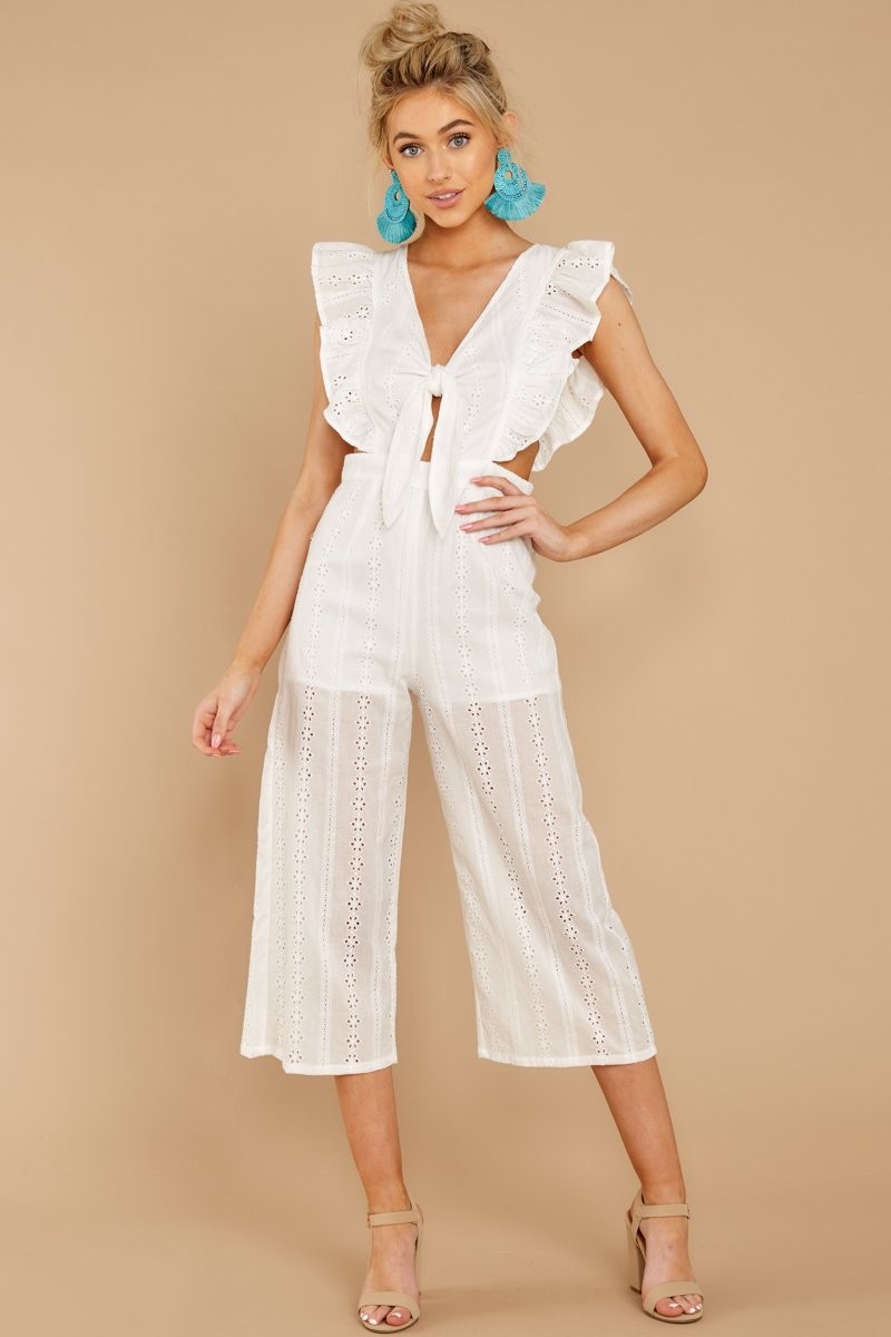 Have It Here White Midi Jumpsuit | Red Dress 