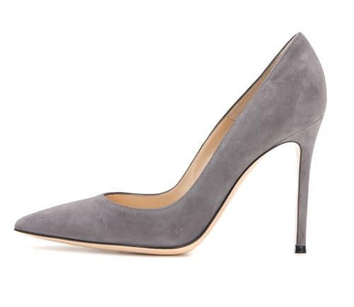 SAMMITOP Women's Pointed Toe High Heel Pumps Slip On Elegant Stilettos Office Shoes Grey US10 | Amazon (US)