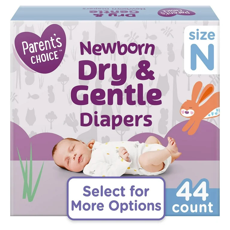 Parent's Choice Dry & Gentle Diapers Size NB, 44 Count (Select for More Options) | Walmart (US)
