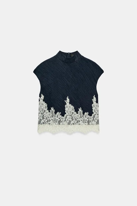 COMBINED LACE CROPPED TOP | Zara US