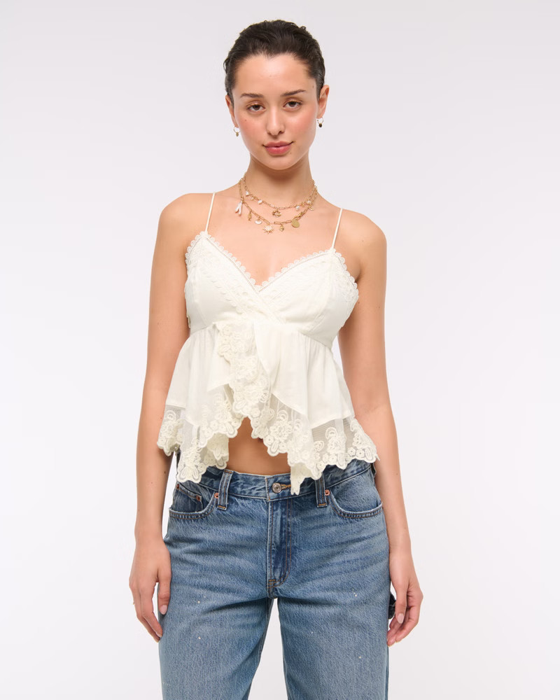 Women's Babydoll Lace-Trim Cami | Women's Tops | Abercrombie.com | Abercrombie & Fitch (US)