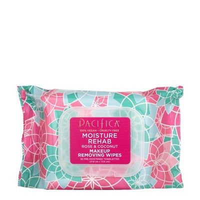 Pacifica Moisture Rehab Makeup Removing Wipes - Rose & Coconut - 30ct | Target
