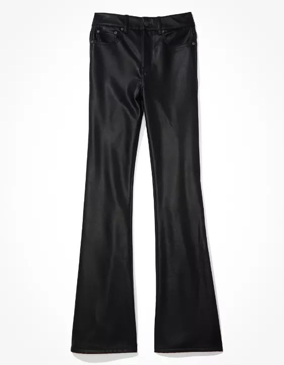AE Stretch Vegan Leather Super High-Waisted Flare Pant | American Eagle Outfitters (US & CA)