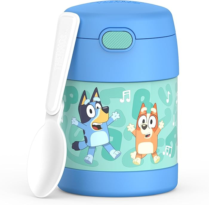 THERMOS FUNTAINER Insulated Food Jar, 10 Ounce, Kid Friendly Food Jar with Foldable Spoon, Bluey | Amazon (US)
