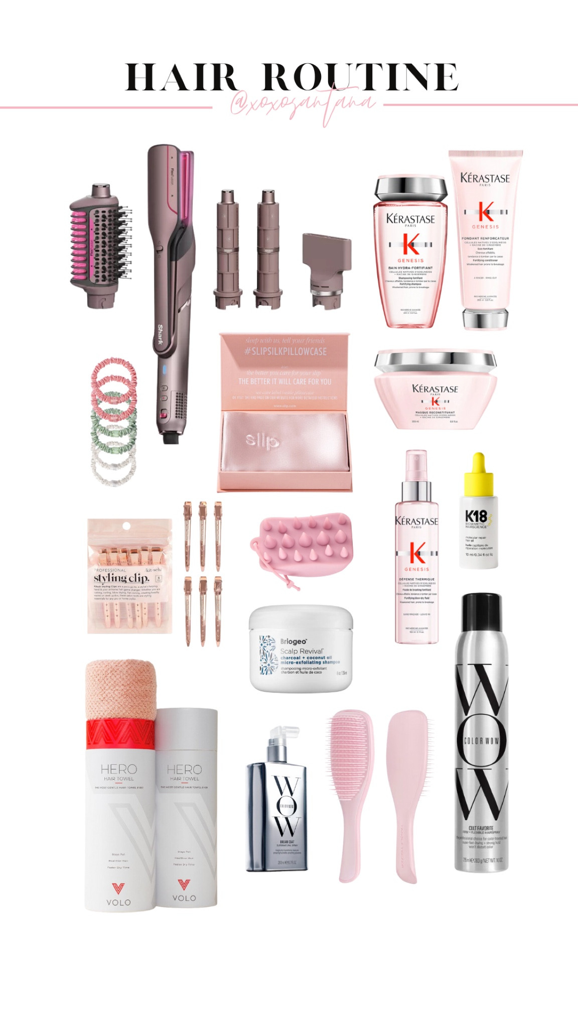 My current hair routine hair 🫶🏼 I use kerastase normally on wash days (shampoo + conditioner + leave in). Once a week I use the hair mask and every other week I do the briogeo scalp renewal (when I feel like my hair needs a really good clean). The K18 leave in oil I use after blowouts on my ends and the wow hair spray to hold. The WOW leave in should only be used once ever 3-4 washes. Tagged my fave detangling brush and scalp scrubber as well as microfiber towel that helps my hair stay healthy and fight breakage 🎀

#LTKGiftGuide #LTKFindsUnder100 #LTKBeauty