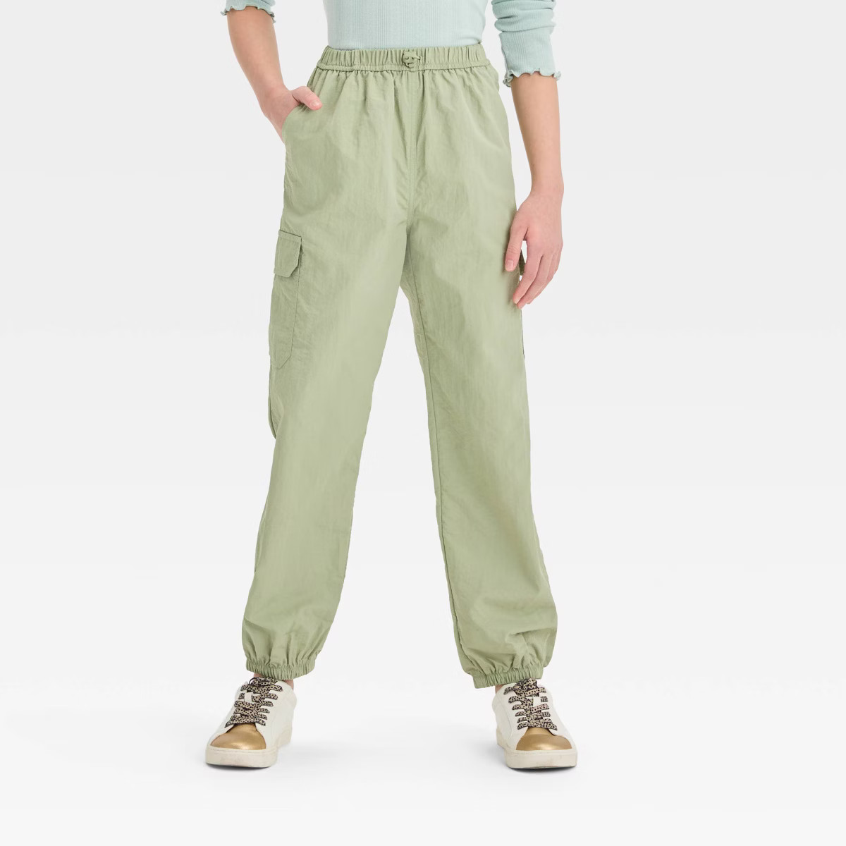 Girls' Nylon Cargo Jogger Pants - art class™ Olive Green L | Target