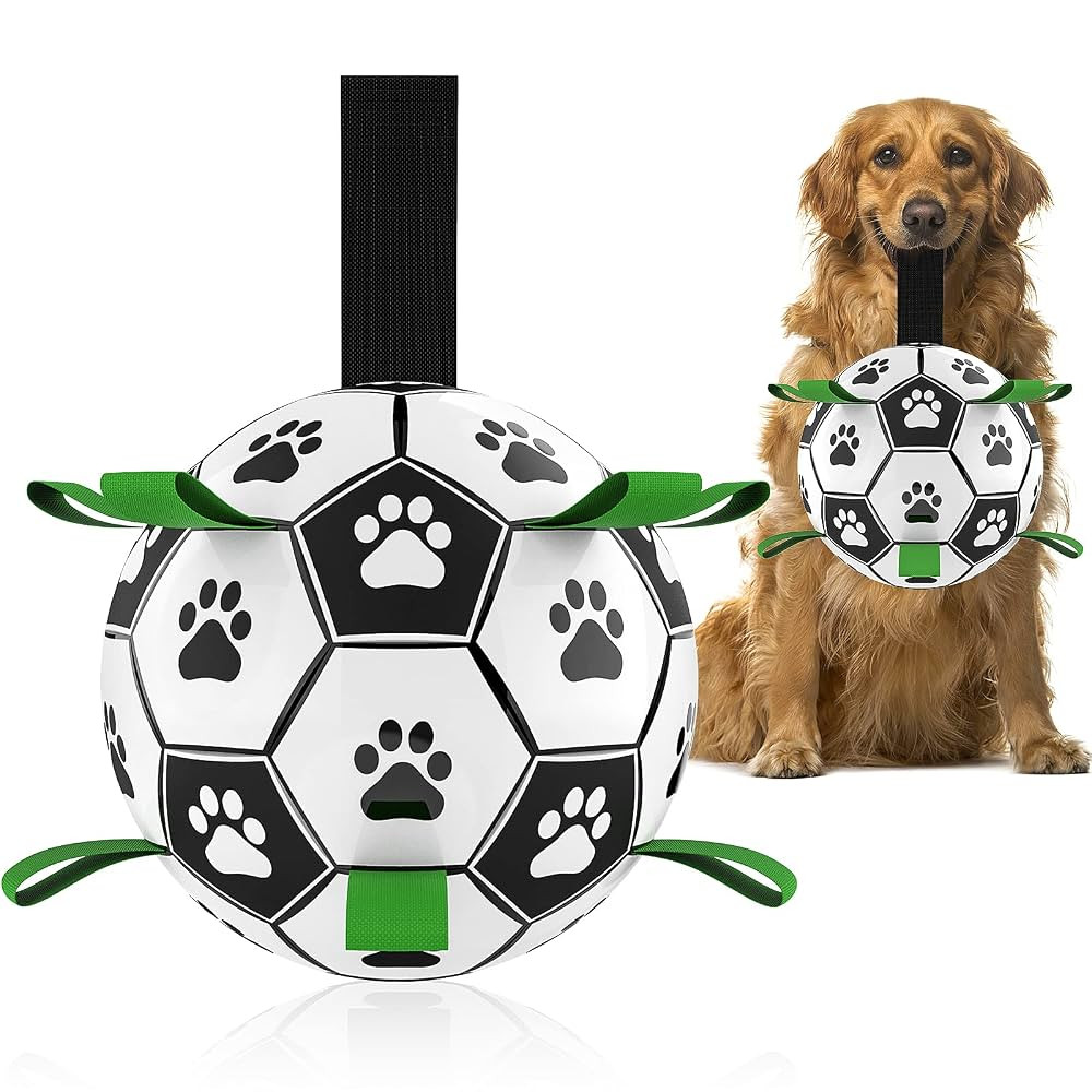 QDAN Dog Toys, Soccer Ball with Straps, World Cup Interactive Toys for Tug of War, Puppy Birthday... | Amazon (US)