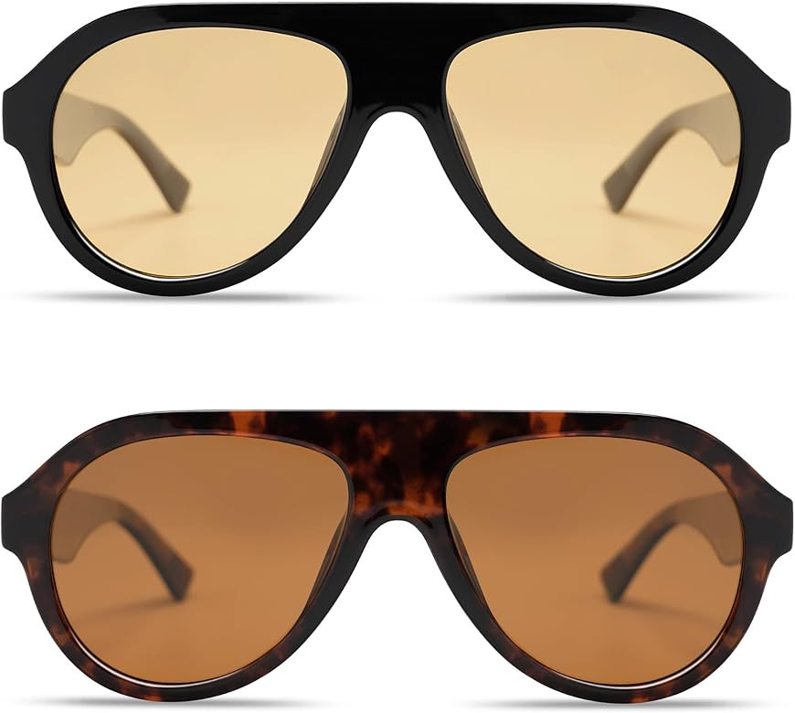 VANLINKER Retro Aviator Polarized Sunglasses for Men Women Trendy 70s Vintage Plastic Frame Sun G... | Amazon (US)