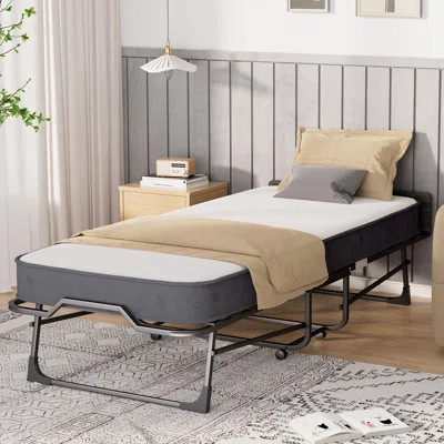 Folding Bed With Mattress, 75x31'' Bed Frame, Portable Foldable Roll Away Adult Bed For Guest, 5-inch Thick Rebound Foam Mattress, Space Saving Fold U | Wayfair North America