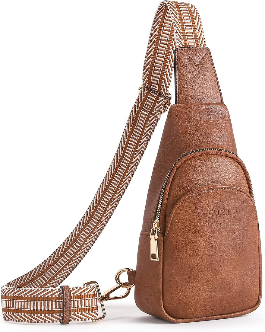CLUCI Small Sling Bag for Women Crossbody, Faux Leather Trendy Waist Packs with Guitar Strap, Wom... | Amazon (US)