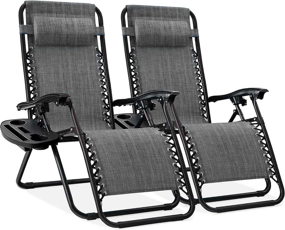 Best Choice Products Set of 2 Adjustable Steel Mesh Zero Gravity Lounge Chair Recliners w/Pillows... | Amazon (US)