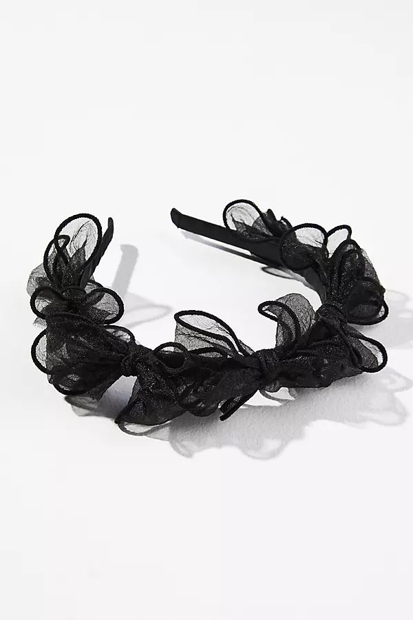 Organza Ruffle Headband By By Anthropologie in Black | Anthropologie (US)