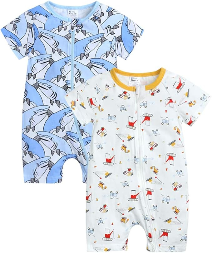 Kids Tales Summer Baby Boy Short Sleeve Pineapple Pajamas Cartoon Zipper Romper | Amazon (US)