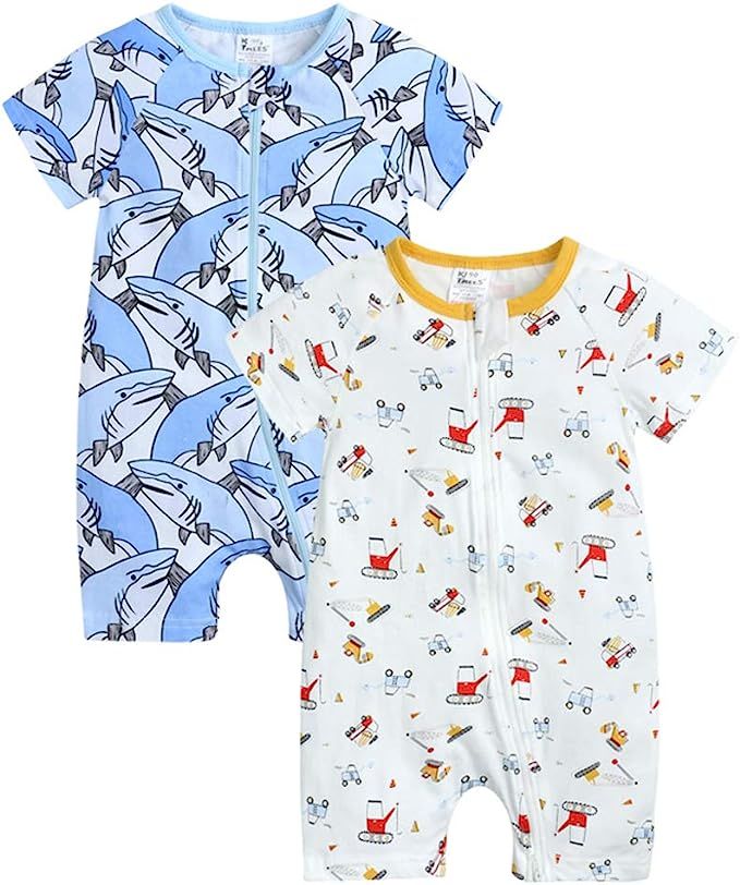 Kids Tales Summer Baby Boy Short Sleeve Pineapple Pajamas Cartoon Zipper Romper | Amazon (US)