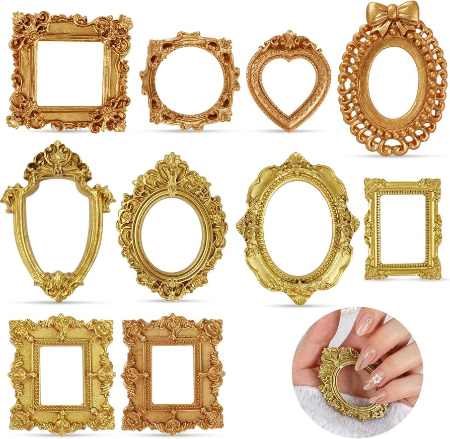 Ninsula 10PCS Mini Picture Frame, Vintage Gold Mini Frames, Small Resin Antique Frames for DIY Cr... | Amazon (US)