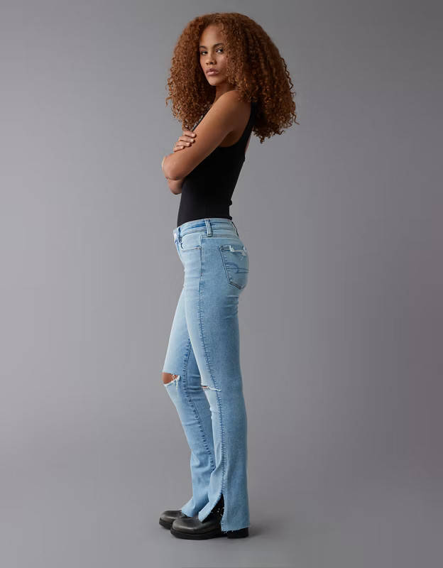 AE Next Level High-Waisted Ripped Skinny Kick Jean | American Eagle Outfitters (US & CA)