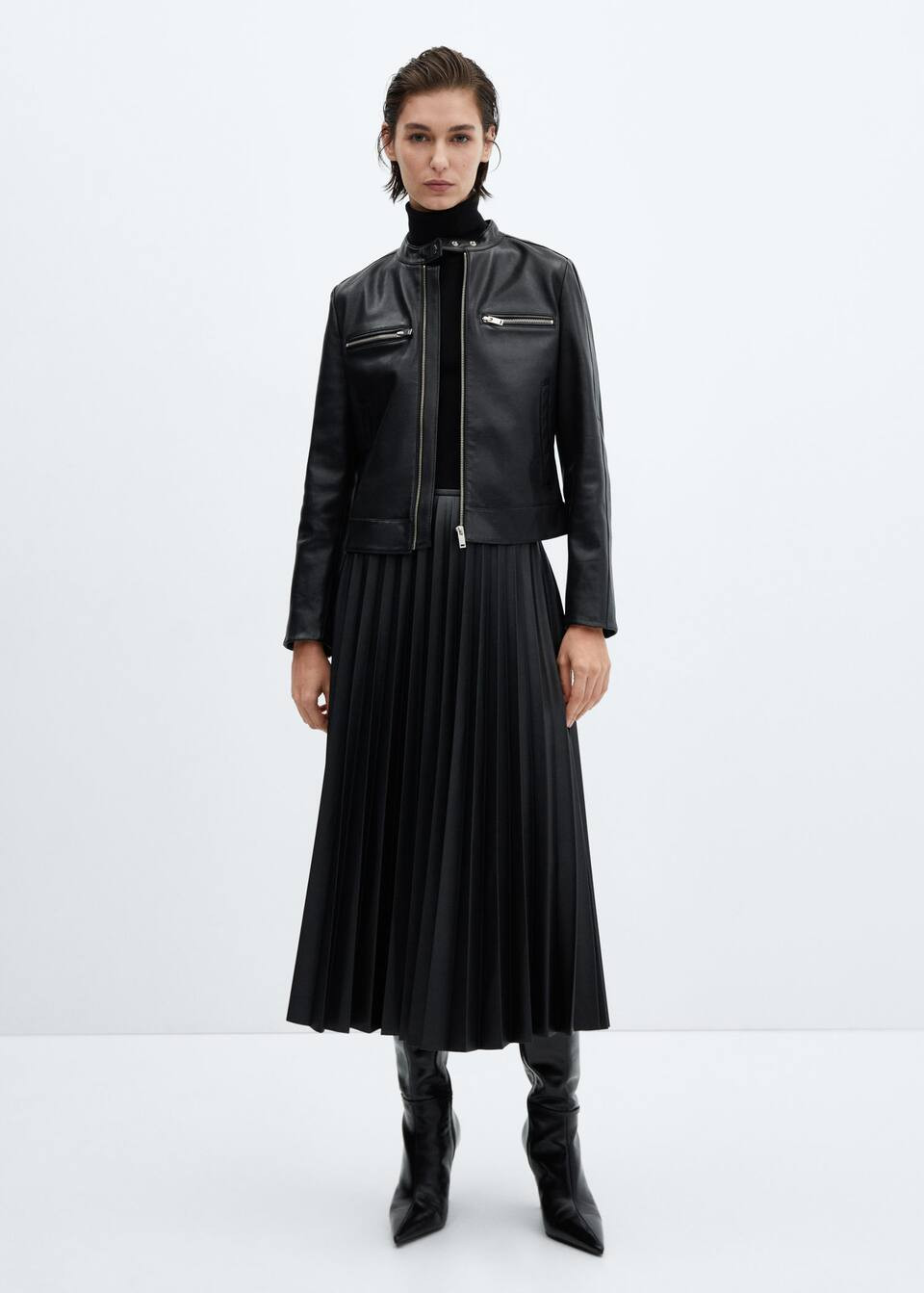 Leather-effect pleated skirt | MANGO (US)