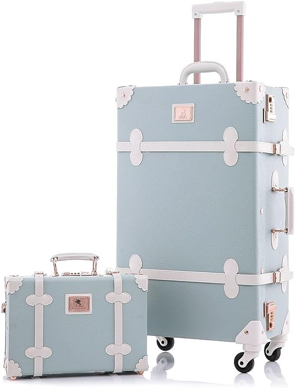 Unitravel Vintage Suitcase Set 26 inch PU Leather Women Luggage with 12 inch Train Case (Embossed... | Amazon (US)