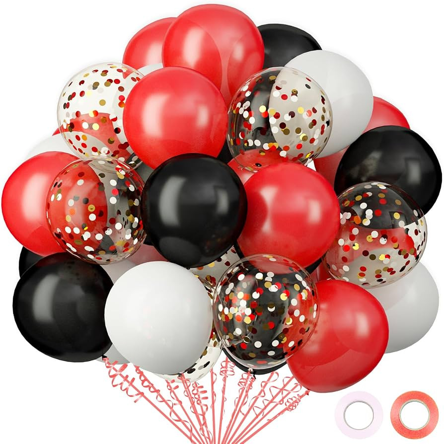 62Pcs Red and Black Balloons Kit - 12 Inches Red Black Party Decoration Balloons for Graduation C... | Amazon (US)