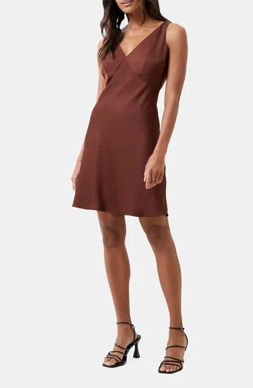 French Connection Ennis Satin Minidress in Chocolate Fondant at Nordstrom, Size 2 | Nordstrom