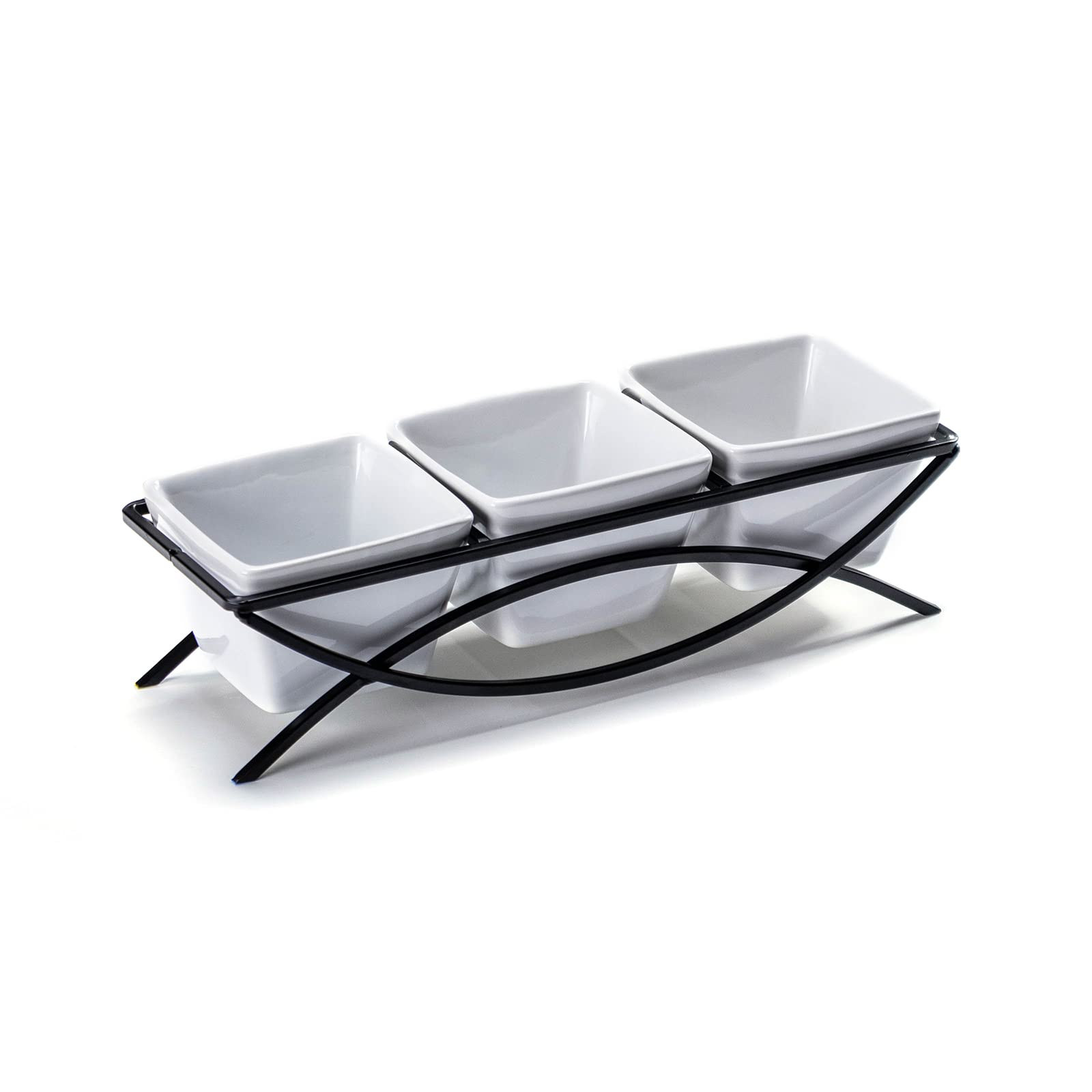 UNICASA Square Ramekin Bowls 10 oz, Condiment Serving Tray with Metal Rack Stand - Chips and Dips... | Amazon (US)