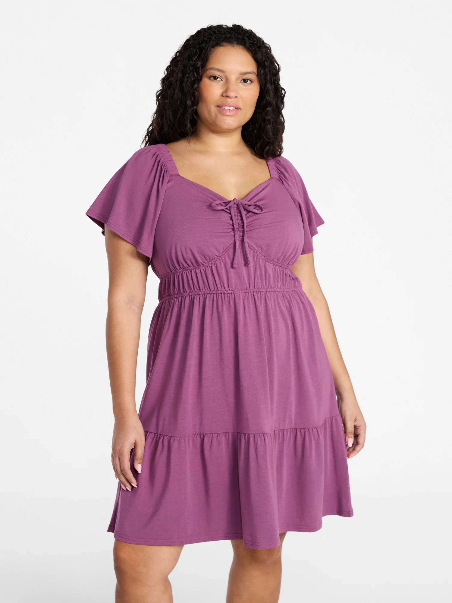 Terra & Sky Women's Plus Tiered Mini Dress, Sizes 0X-5X | Walmart (US)