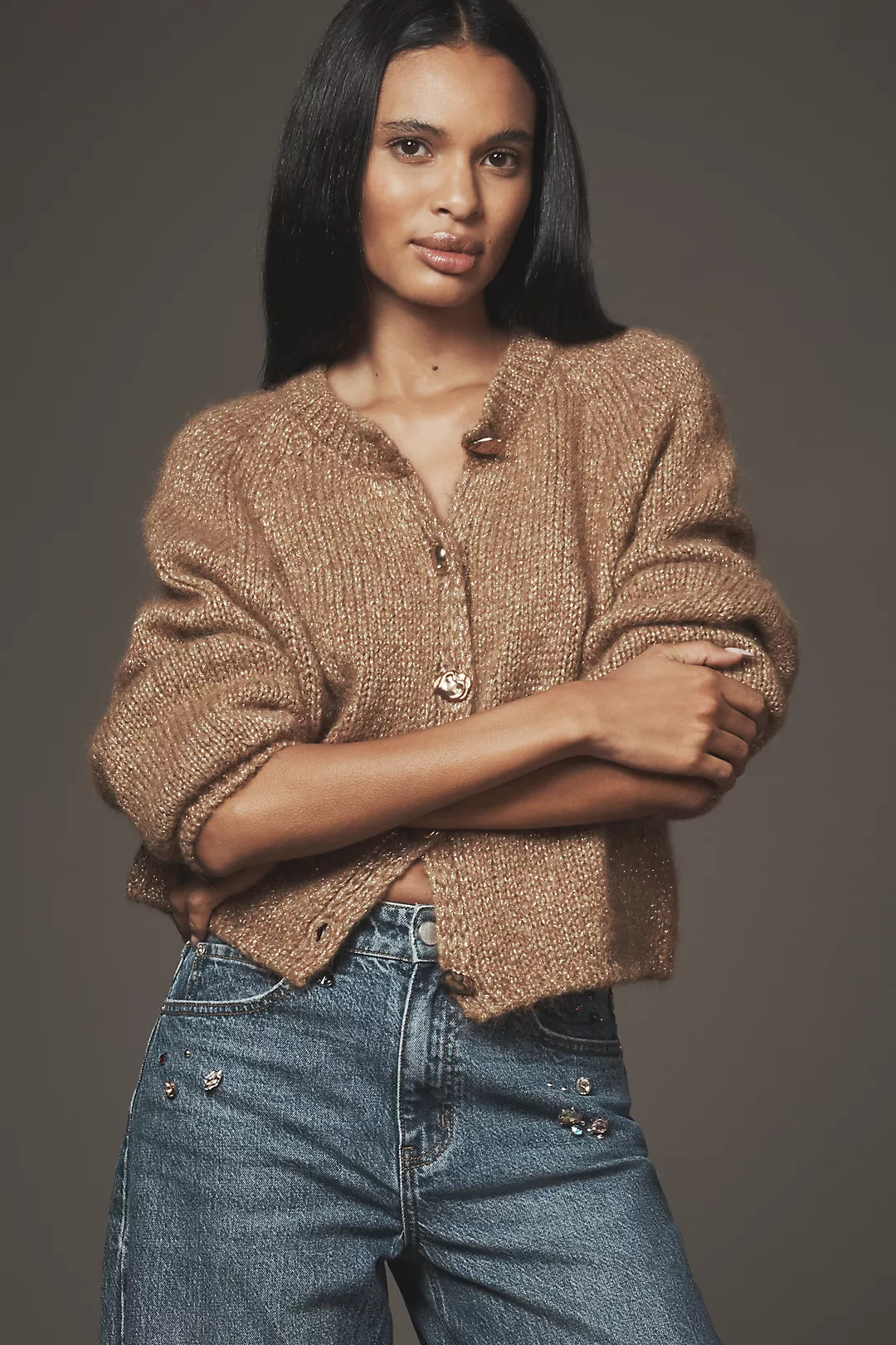 Maeve Crew-Neck Relaxed Cardigan Sweater | Anthropologie (US)