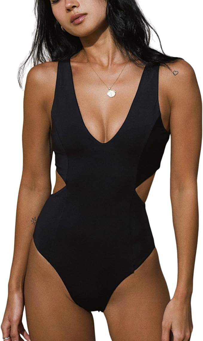 Women One Piece Swimsuit Cut Out Monokini Swimwear | Amazon (US)