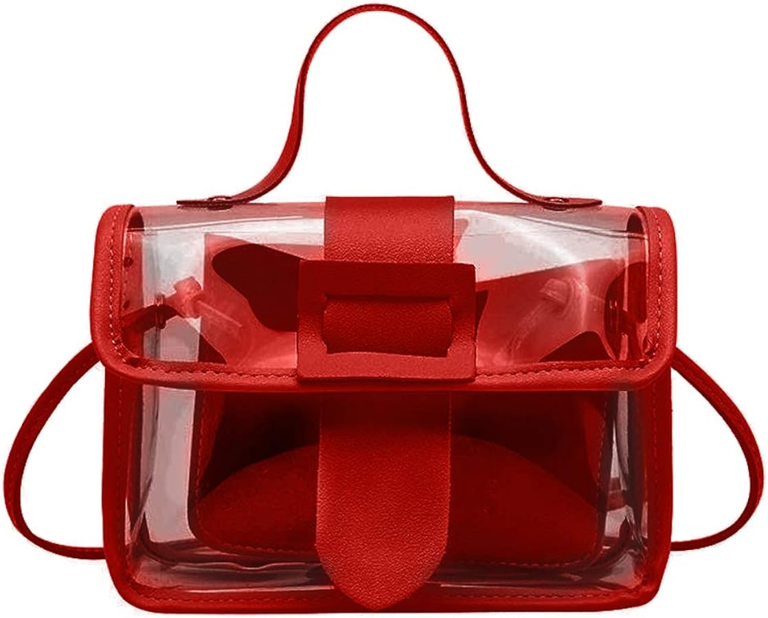 WEDDINGHELPER Clear Purse for Women, Clear Crossbody Bag PVC Handbag Clear Stadium Approved Bag | Amazon (US)
