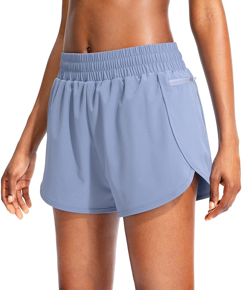 Soothfeel Womens Running Shorts with Zipper Pockets High Waisted Athletic Gym Workout Shorts for ... | Amazon (US)