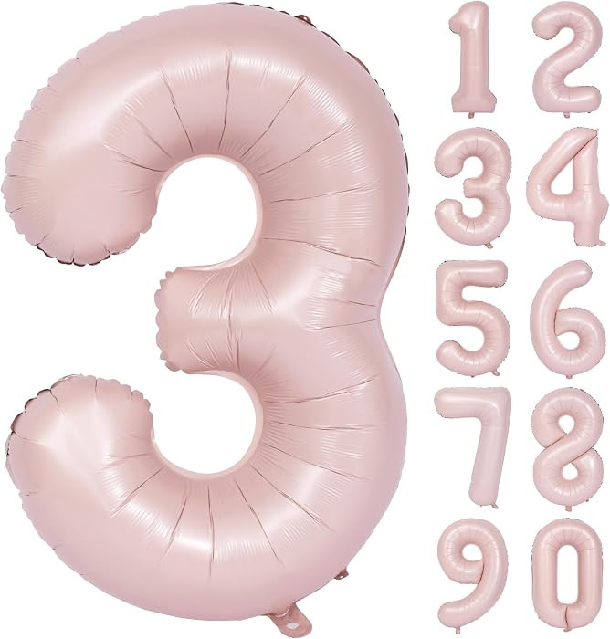 40 In Matte Pink Number Balloons Helium Foil Mylar Balloon Party Digital 3 | Amazon (US)