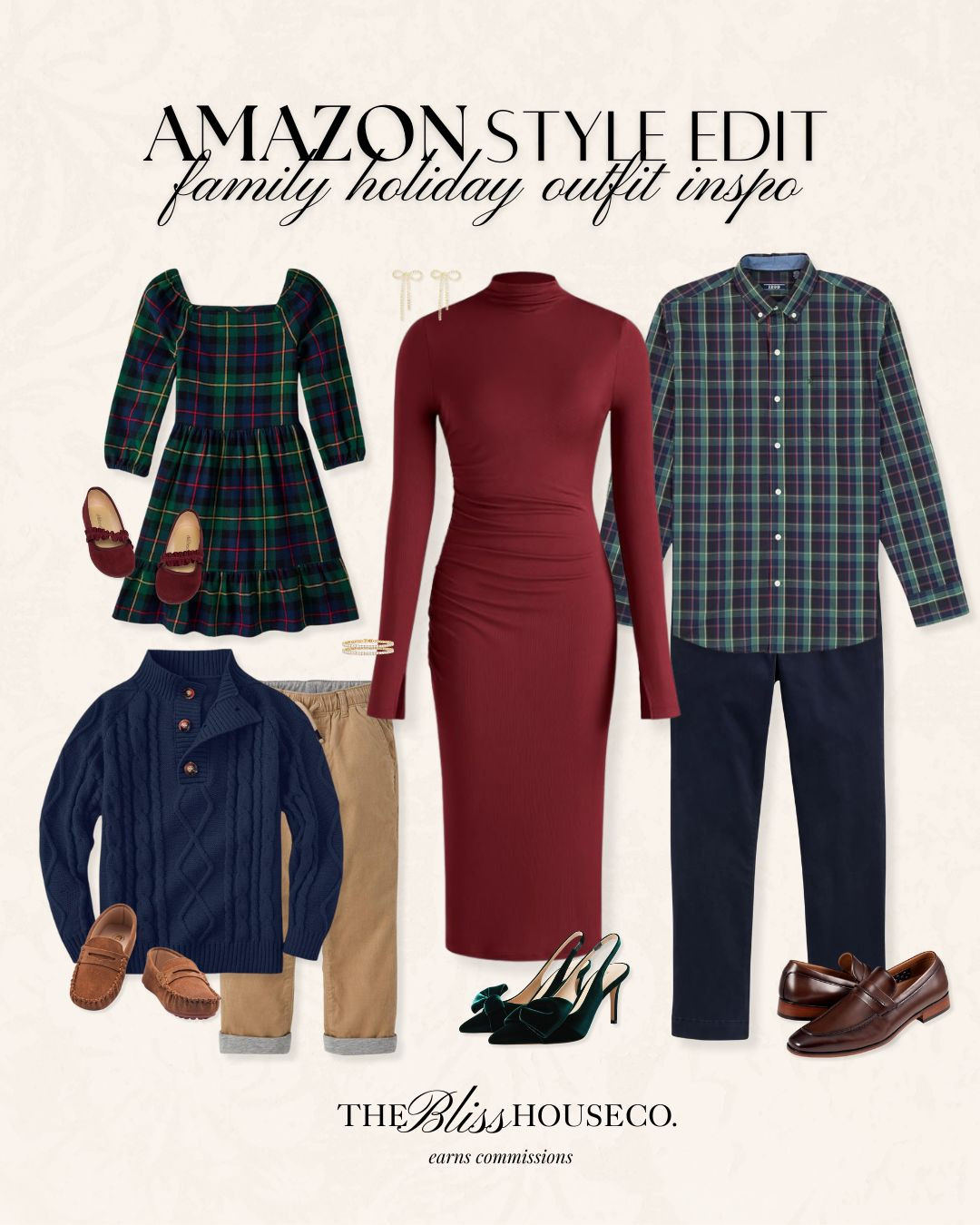 Family holiday outfit inspiration all from Amazon featuring cozy sweaters, plaid dresses, classic shirts, and elegant high heels. Perfect for festive gatherings. 

Boys style, girls style, men's fashion, women's affordable fashion, Amazon fashion finds. #holidaystyle #familyoutfits 🎄
 

 #LTKHoliday #LTKKids #LTKMens