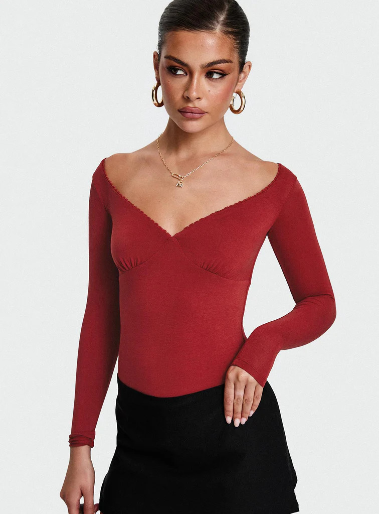 Loveydove Bodysuit Burgundy | Princess Polly US