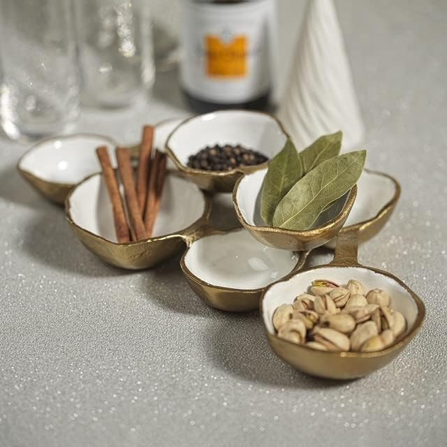 Amazon.com | Zodax Cluster of 8 Round Serving Bowls Gold and White 12.75 in x 7.25 in x 2.25 in: ... | Amazon (US)