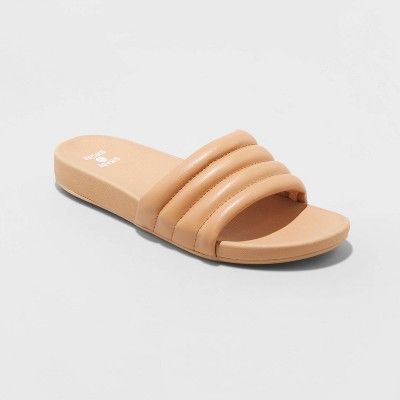 Women&#39;s Kendra Single Band Slide Sandals - Shade &#38; Shore&#8482; Tan 9 | Target