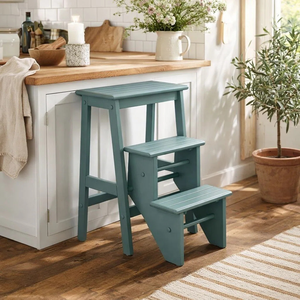 Danyell 24'' 3 - Step Wood Folding Step Stool | Wayfair North America