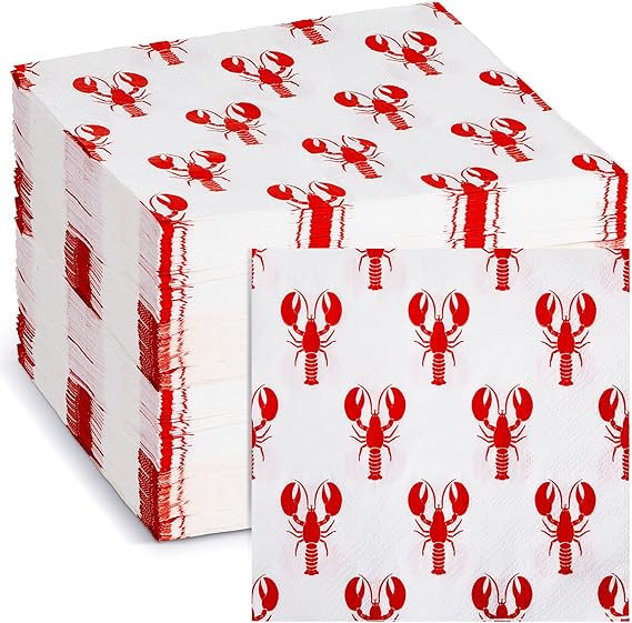 100 Count Crawfish Guest Napkins 2 Ply Disposable Lobster Napkin for Summer Dinner Picnic Barbecu... | Amazon (US)