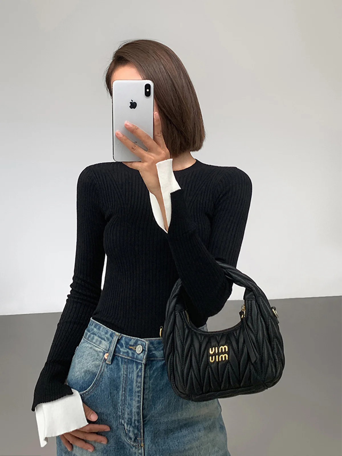 Ribbed Contrast Cuff Sweater | Commense