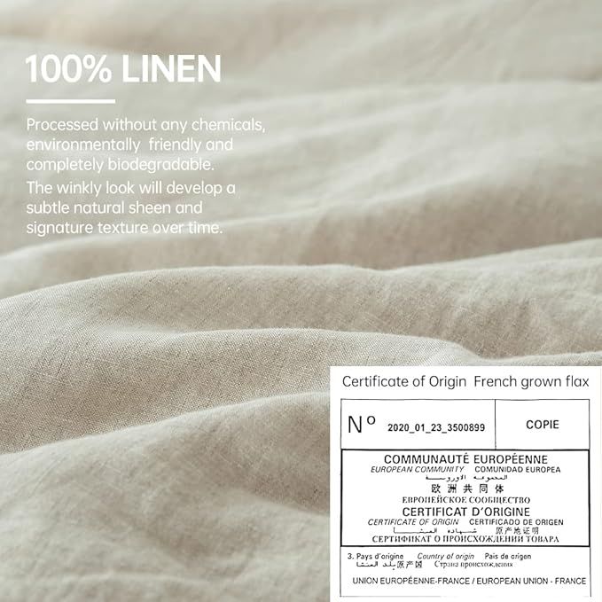 Simple&Opulence 100% Linen Duvet Cover Set with Washed-French Flax-3 Pieces Solid Color Basic Sty... | Amazon (US)