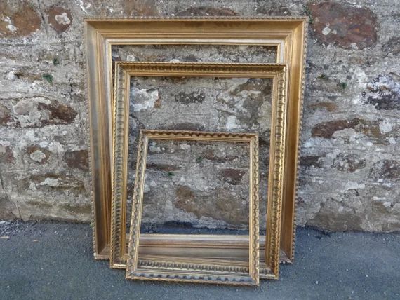 Vintage French Wood Wooden Picture Frames Mismatched Collection Of Three Empty Gold Tone circa 19... | Etsy (CAD)