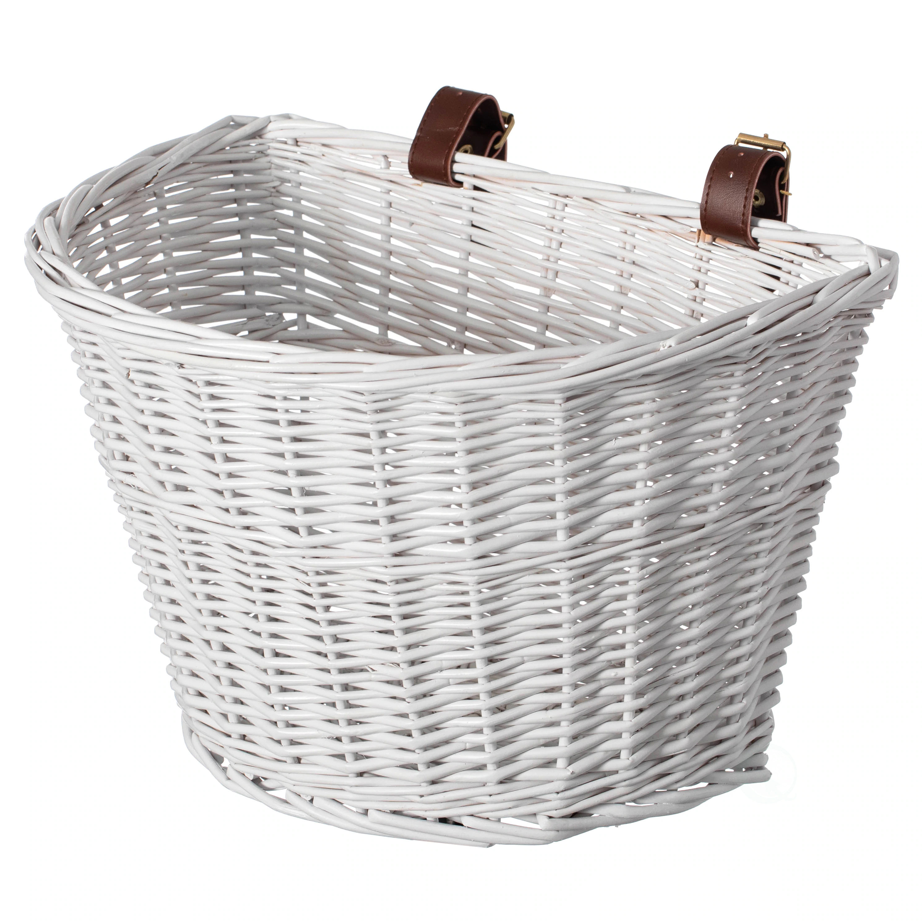 Wickerwise Medium White Wicker Stackable Basket Leather | QI003420.W | Lowe's